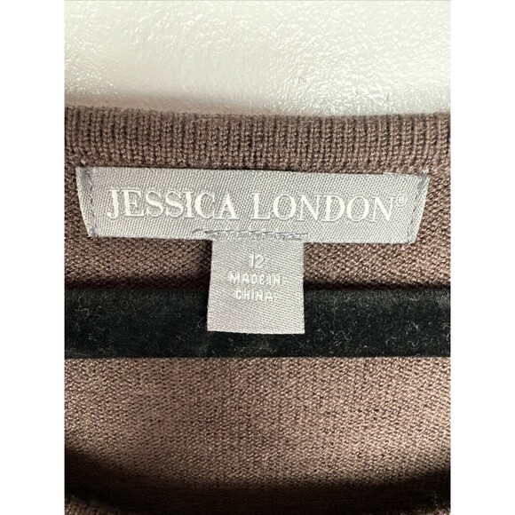 Jessica London Fit And Flare Sweater Dress Sz 12 Brown Neutral Earthy NWOT - Picture 3 of 6